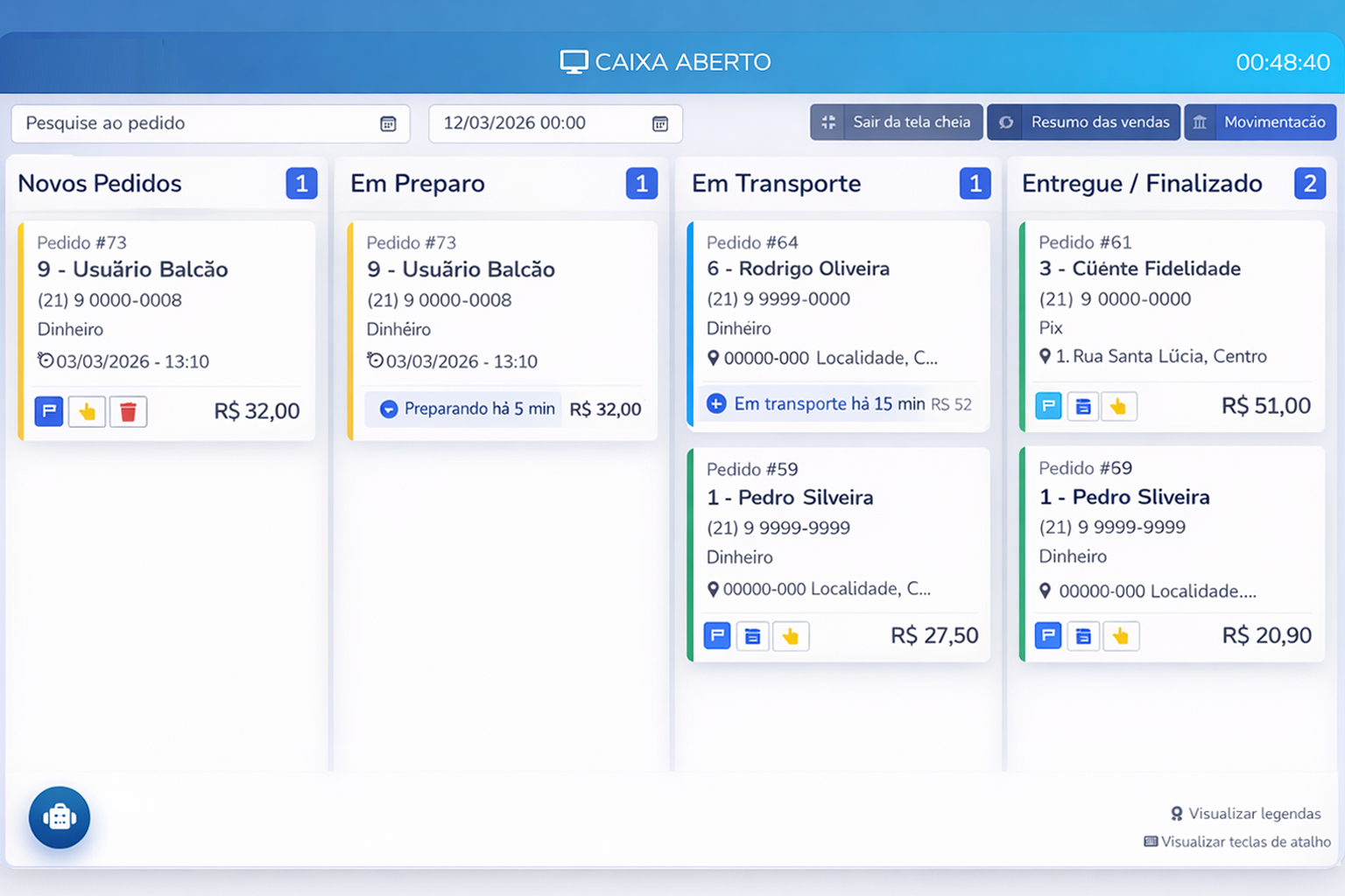 Tela principal do sistema Fort Sistemas 
